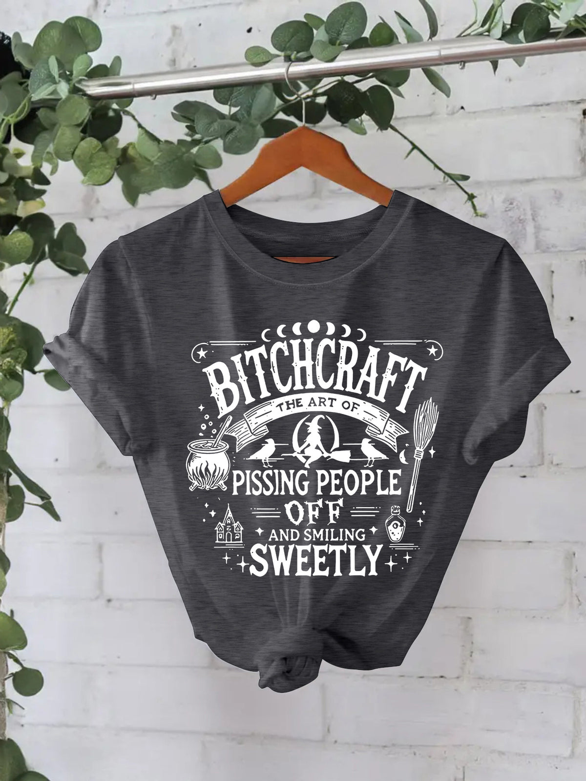 Bitchcraft Graphic Halloween T-Shirt – Loose Fit Short Sleeve Tee from Mish Mash Market