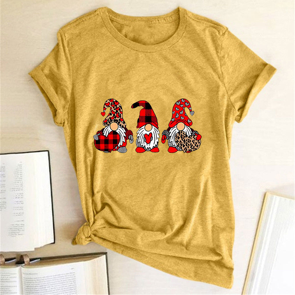 Gnome Graphic T-Shirt for Women – Love Printed Loose Fit Top