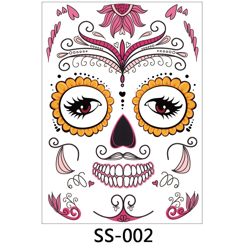 Day of the Dead Halloween Face Tattoo Stickers from Mish Mash Market