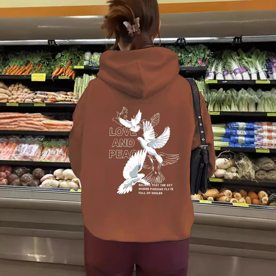 Women’s Peace Love Unity Printed Pullover – Casual Long Sleeve Crew Neck Graphic Sweatshirt