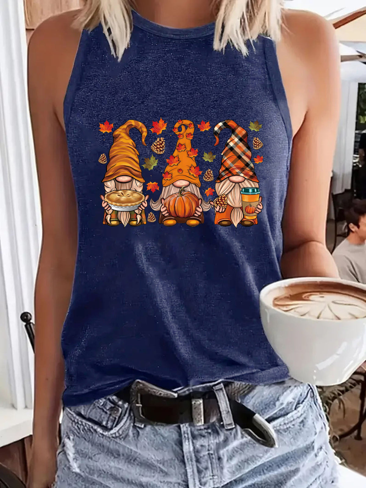 Fall Harvest Gnomes Printed Tank Top from Mish Mash Market