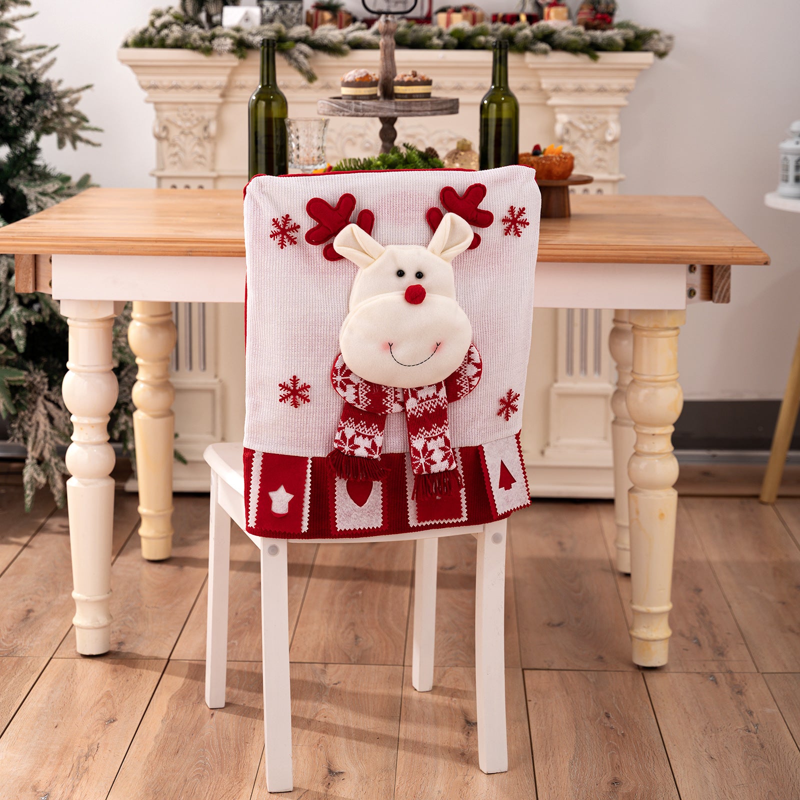 Christmas Fabric 3D Santa Claus Chair Cover with Head