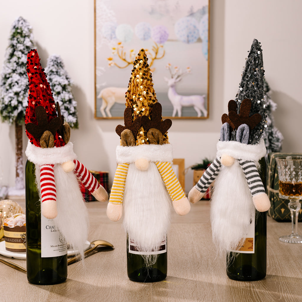 Christmas Gnome Wine Bottle Cover