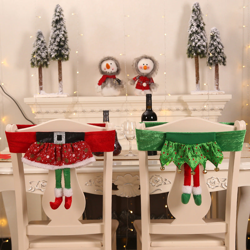 Festive Holiday Santa Belt and Elf Dress Chair Covers from Mish Mash Market