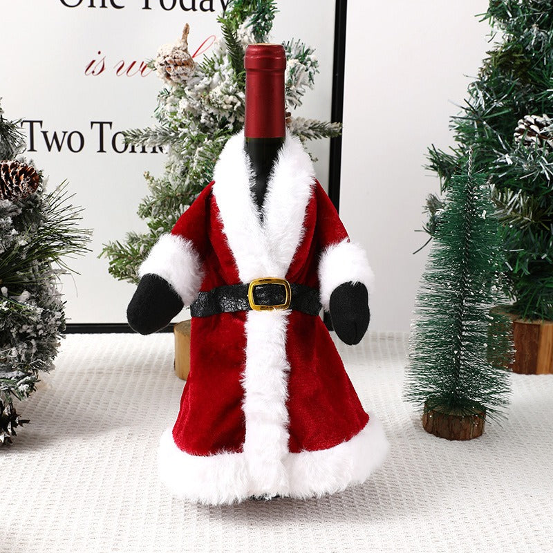 Christmas Red Wine Bottle Cover & Dress Decoration (Santa Suit Style) from Mish Mash Market