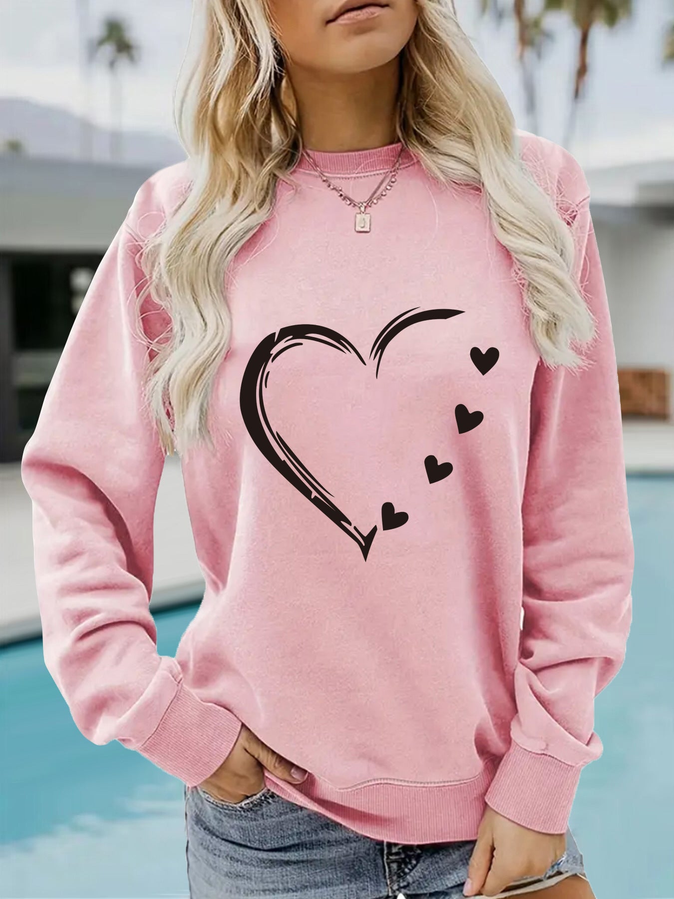 Heart Outline Graphic Hoodie - Casual Lover Inspired Printed Sweatshirt from Mish Mash Market