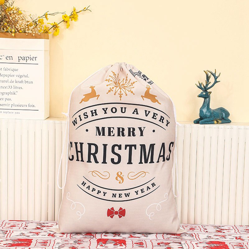 Christmas Canvas Drawstring Gift Bag