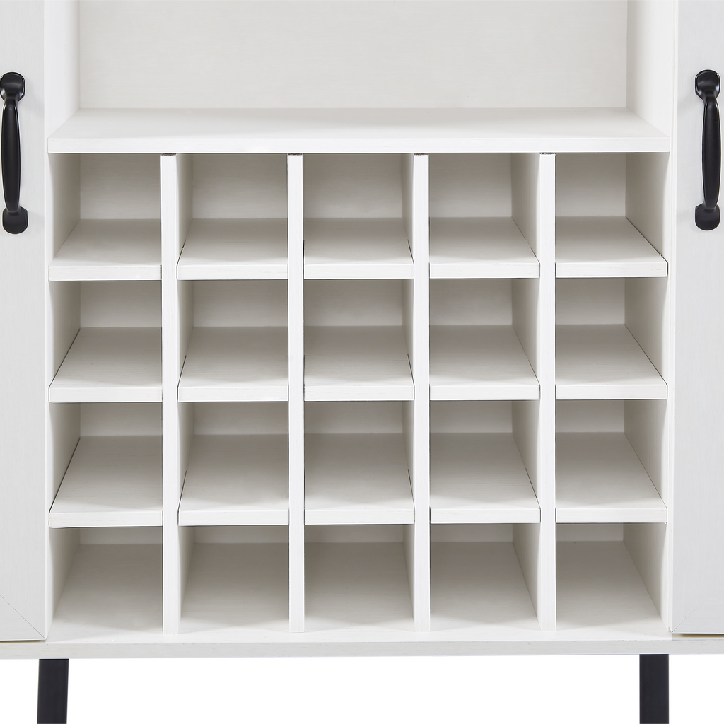 White Faux Rattan Barn Door Wine Cabinet from Mish Mash Market