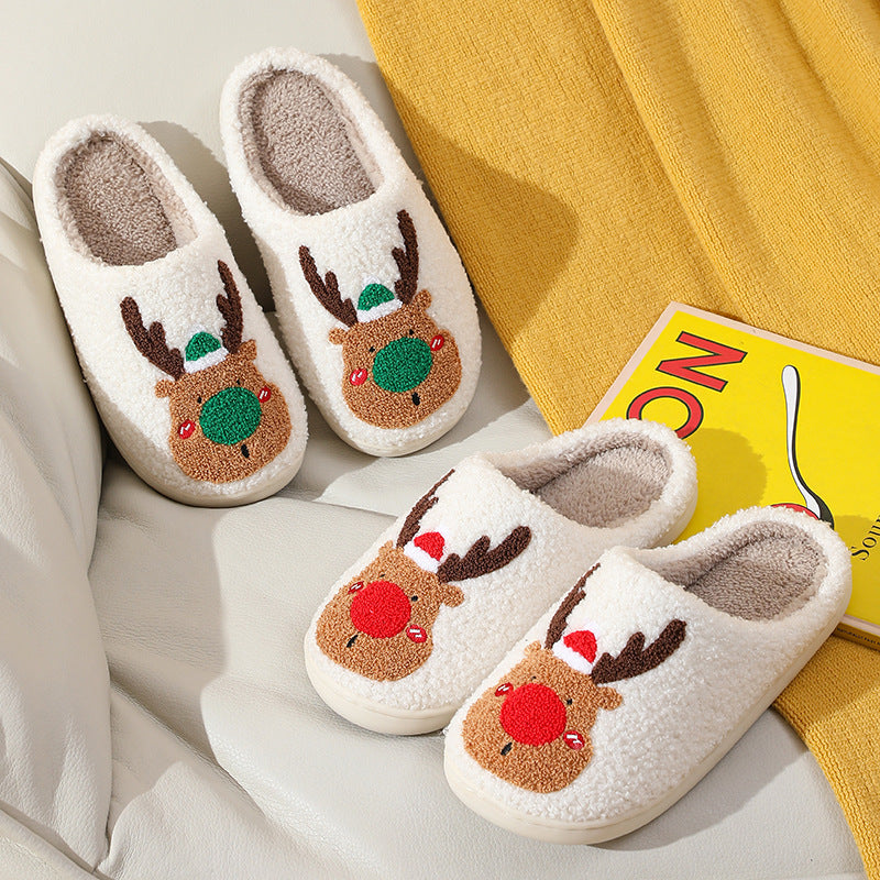 Christmas Elk Plush House Slippers from Mish Mash Market