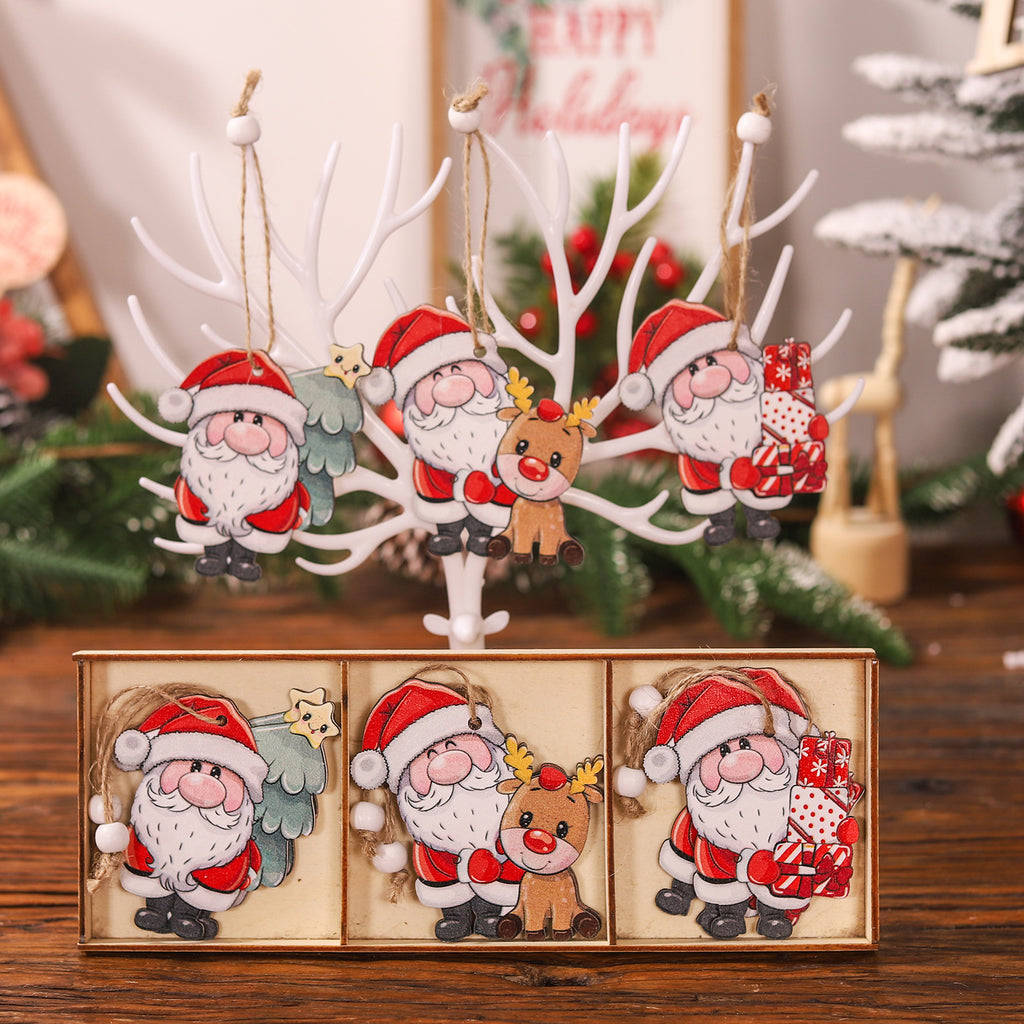 9-Piece Wooden Christmas Tree Ornaments Set