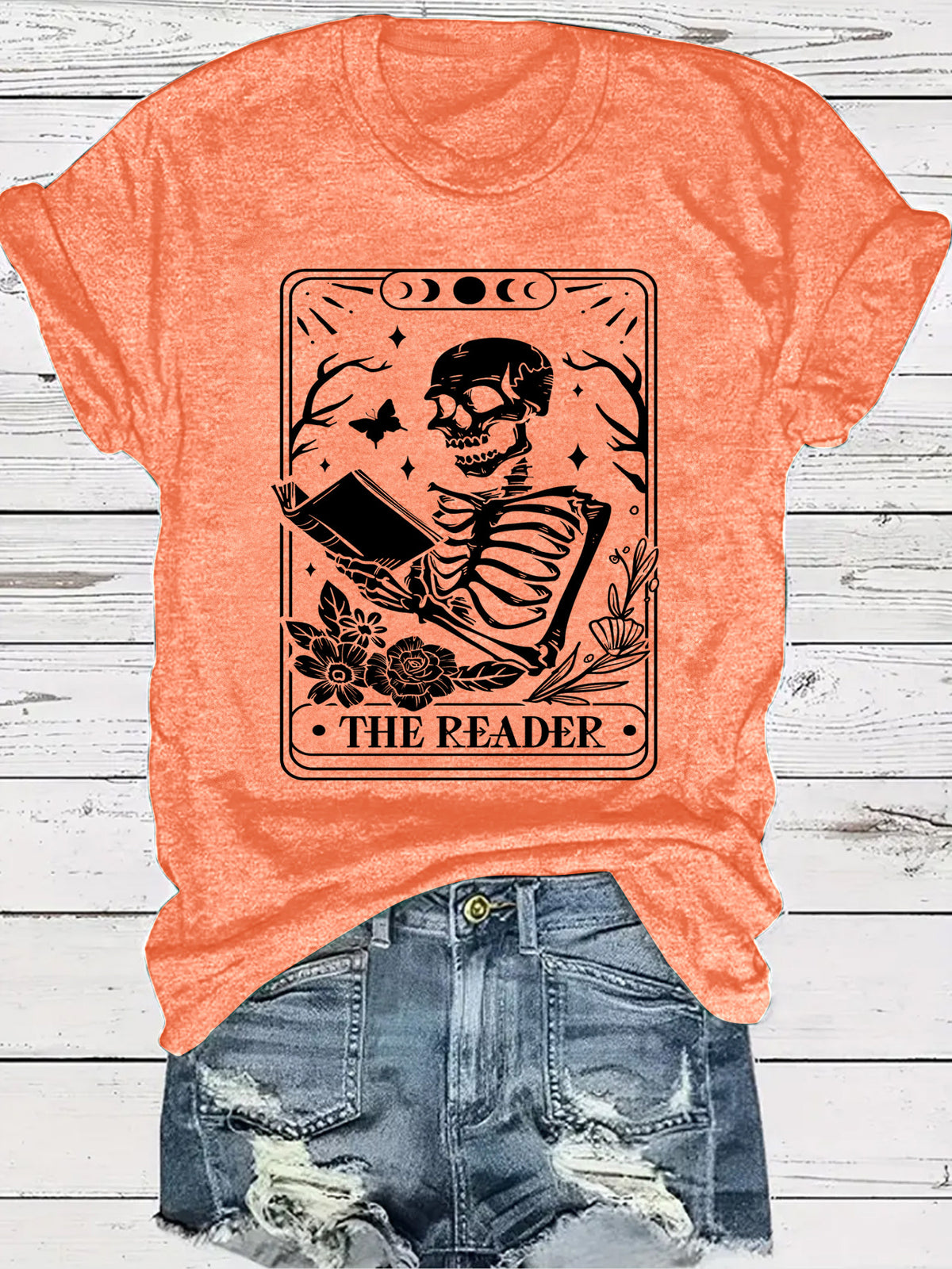 The Reader Halloween Floral Skeleton Graphic T-Shirt from Mish Mash Market