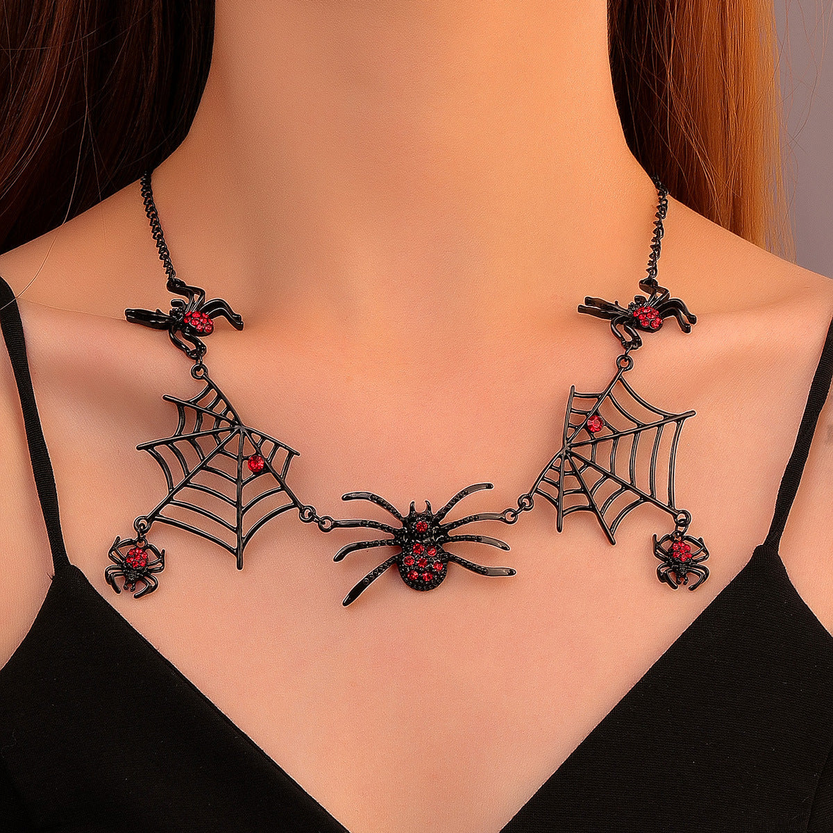 Halloween Spider Web Collarbone Necklace Gothic Dark Style Pendant from Mish Mash Market