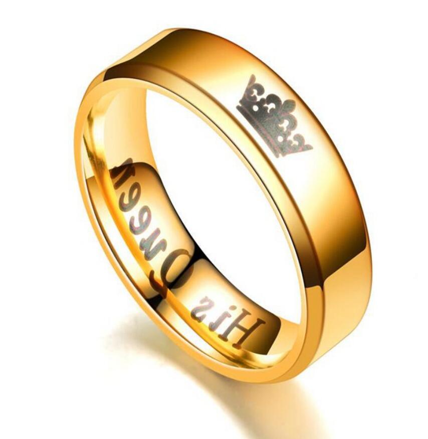 Her King and His Queen Matching Crown Couple Rings - Black Stainless Steel Band Set from Mish Mash Market