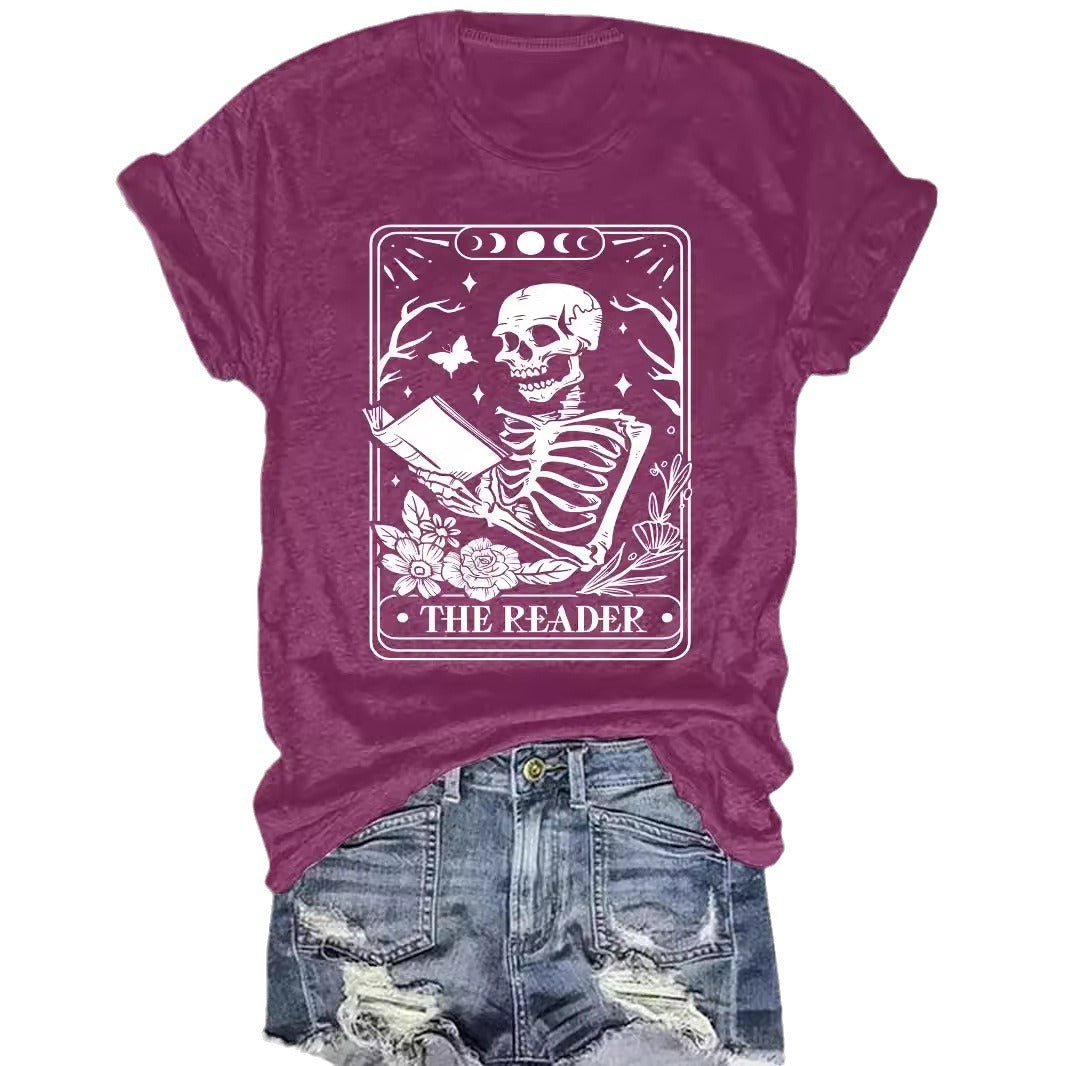The Reader Halloween Floral Skeleton Graphic T-Shirt from Mish Mash Market