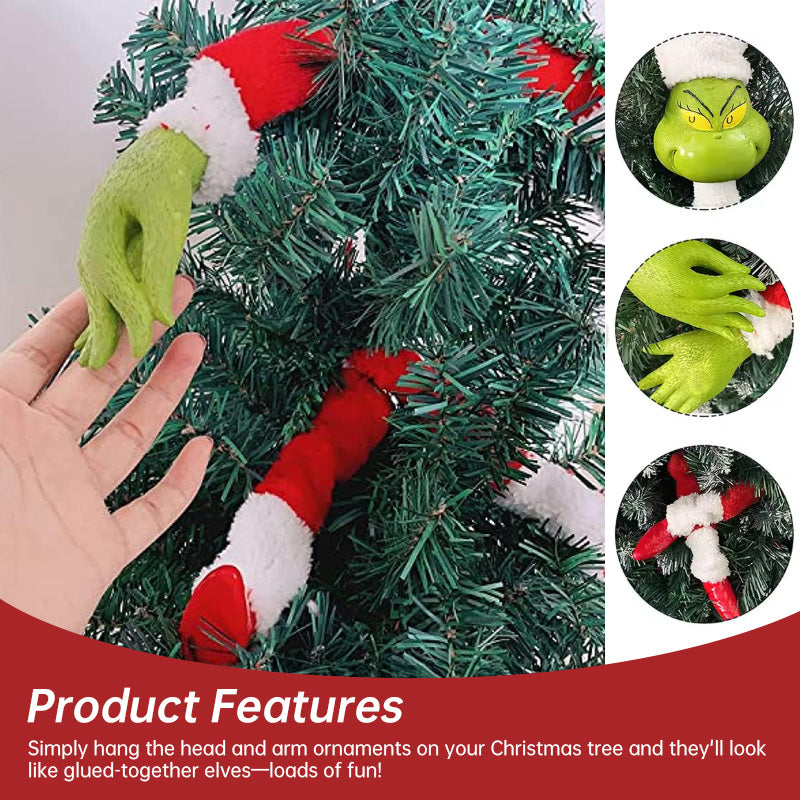 5 Pcs Grinch Elf Christmas Tree Topper & Body Ornaments Set from Mish Mash Market