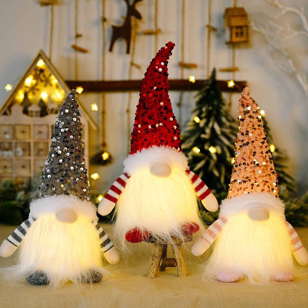 Sequined Holiday LED Lighted Plush Gnome from Mish Mash Market