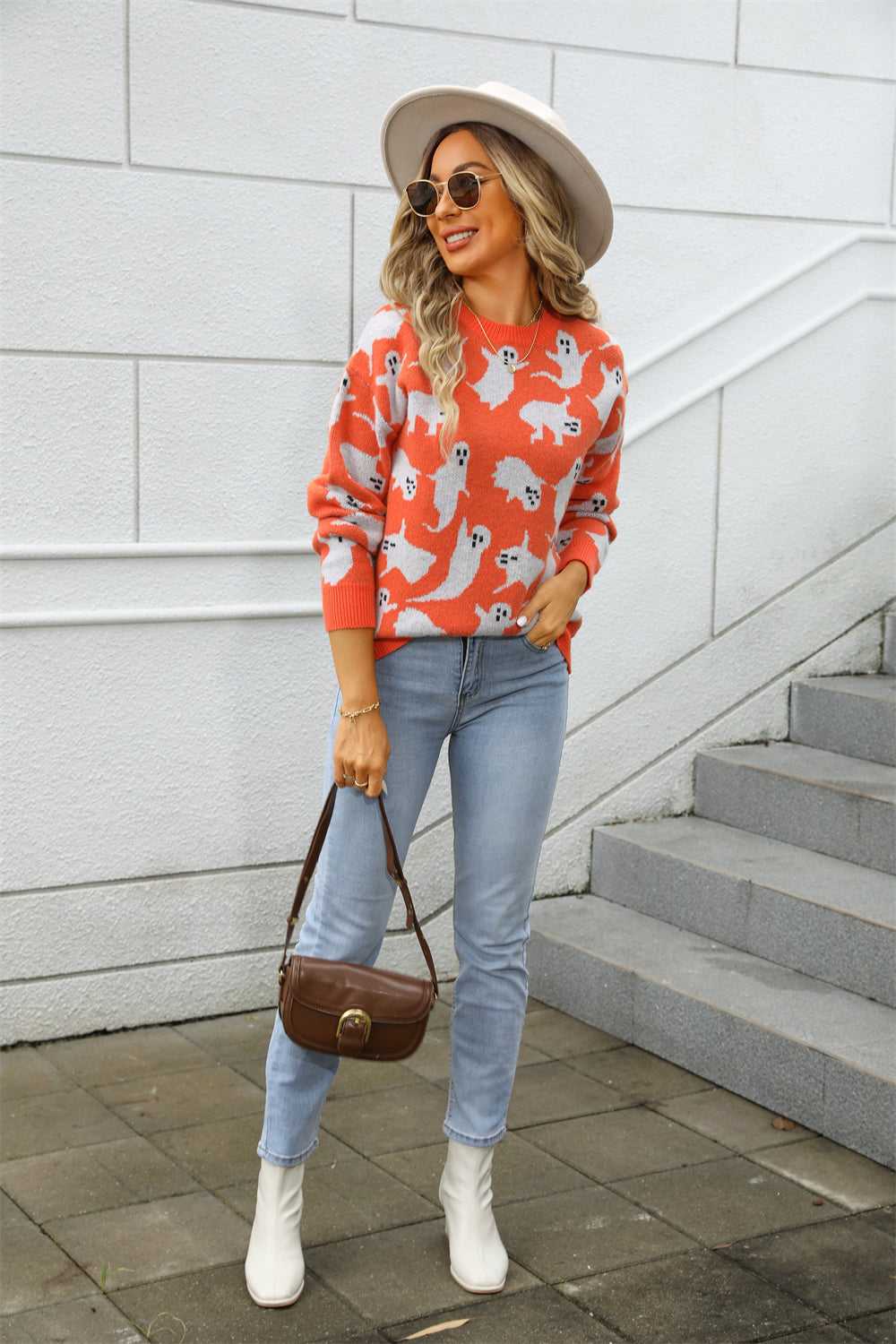 Halloween Ghost Print Knit Sweater Pullover from Mish Mash Market