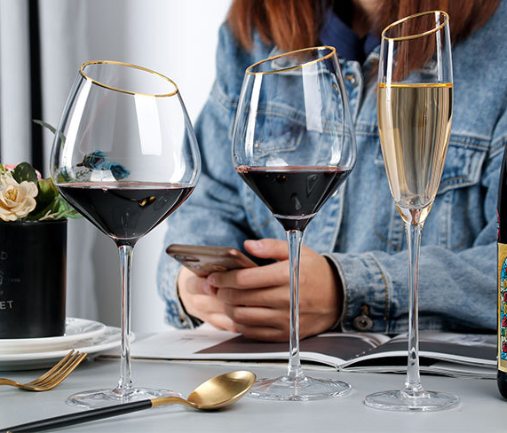 Nordic Iridescent Slanted Crystal Wine Glasses from Mish Mash Market