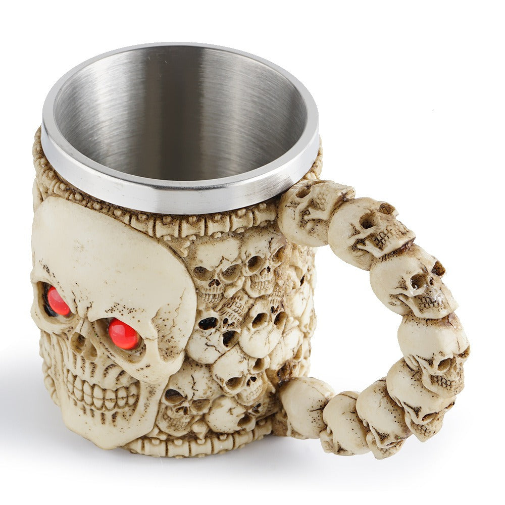 Red-Eyed Skull Resin Mug from Mish Mash Market