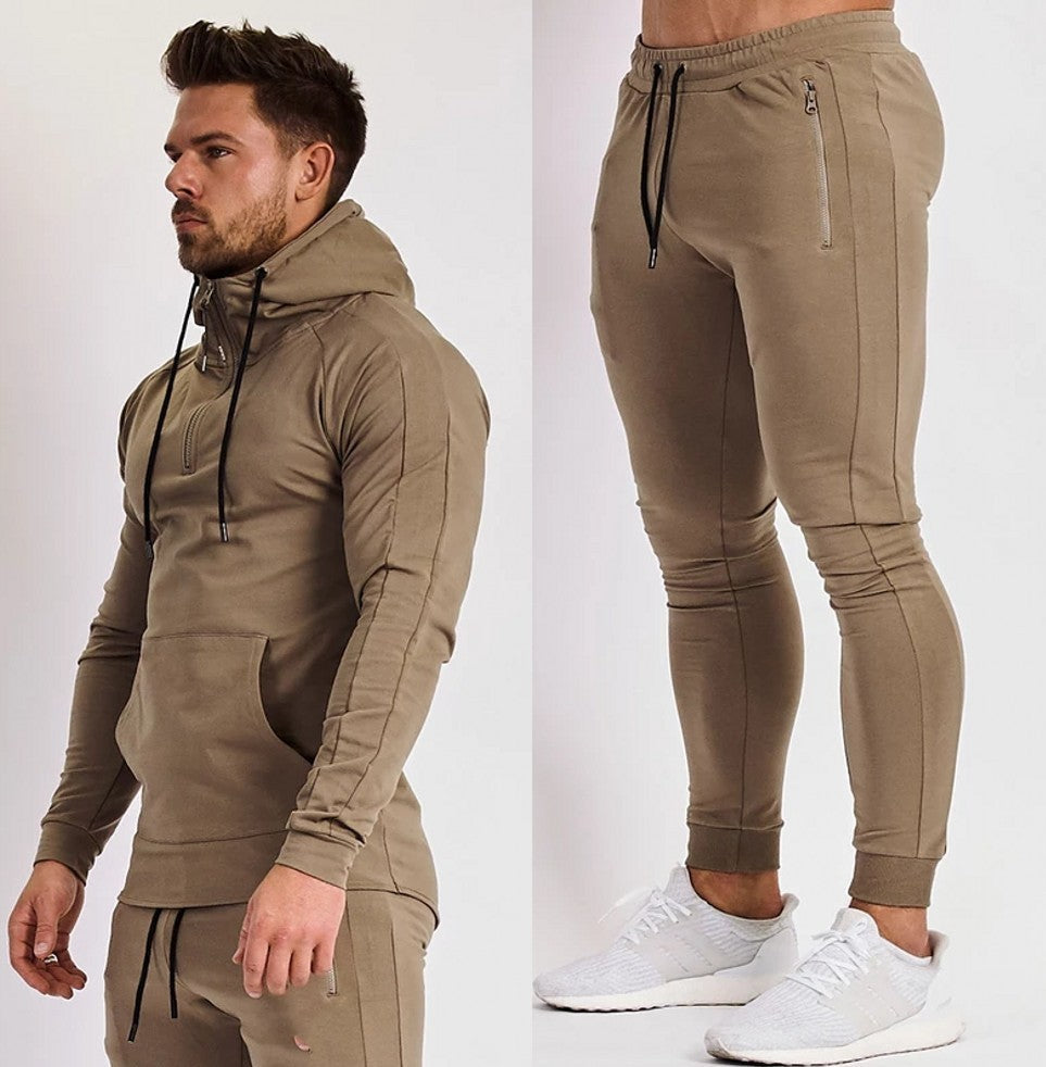 Cotton Muscle Sports Fitness Hooded Sweatpants Two Piece from Mish Mash Market