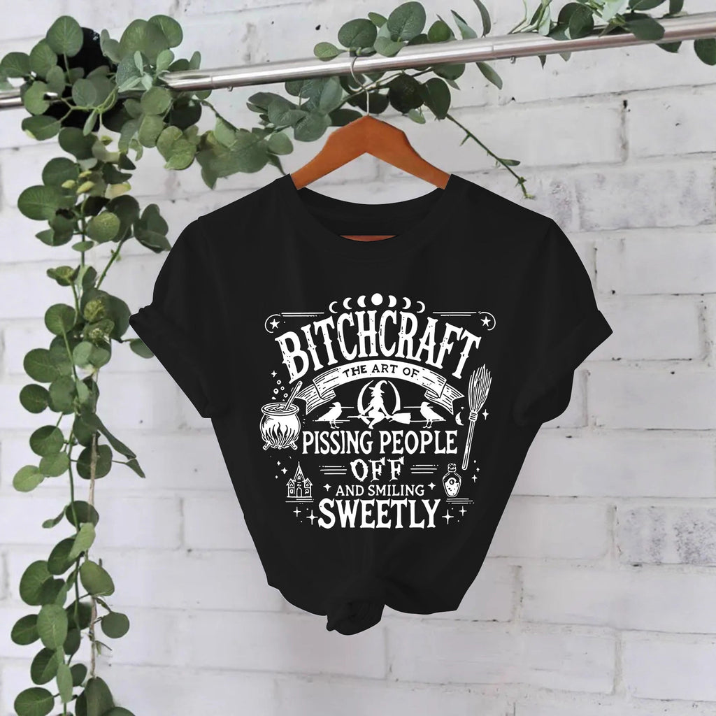 Bitchcraft Graphic Halloween T-Shirt – Loose Fit Short Sleeve Tee from Mish Mash Market