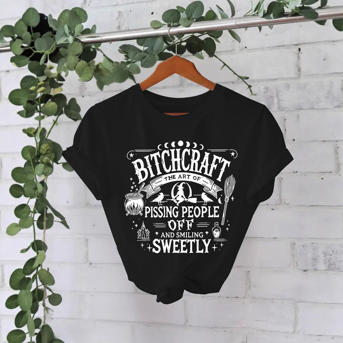 Bitchcraft Graphic Halloween T-Shirt – Loose Fit Short Sleeve Tee from Mish Mash Market