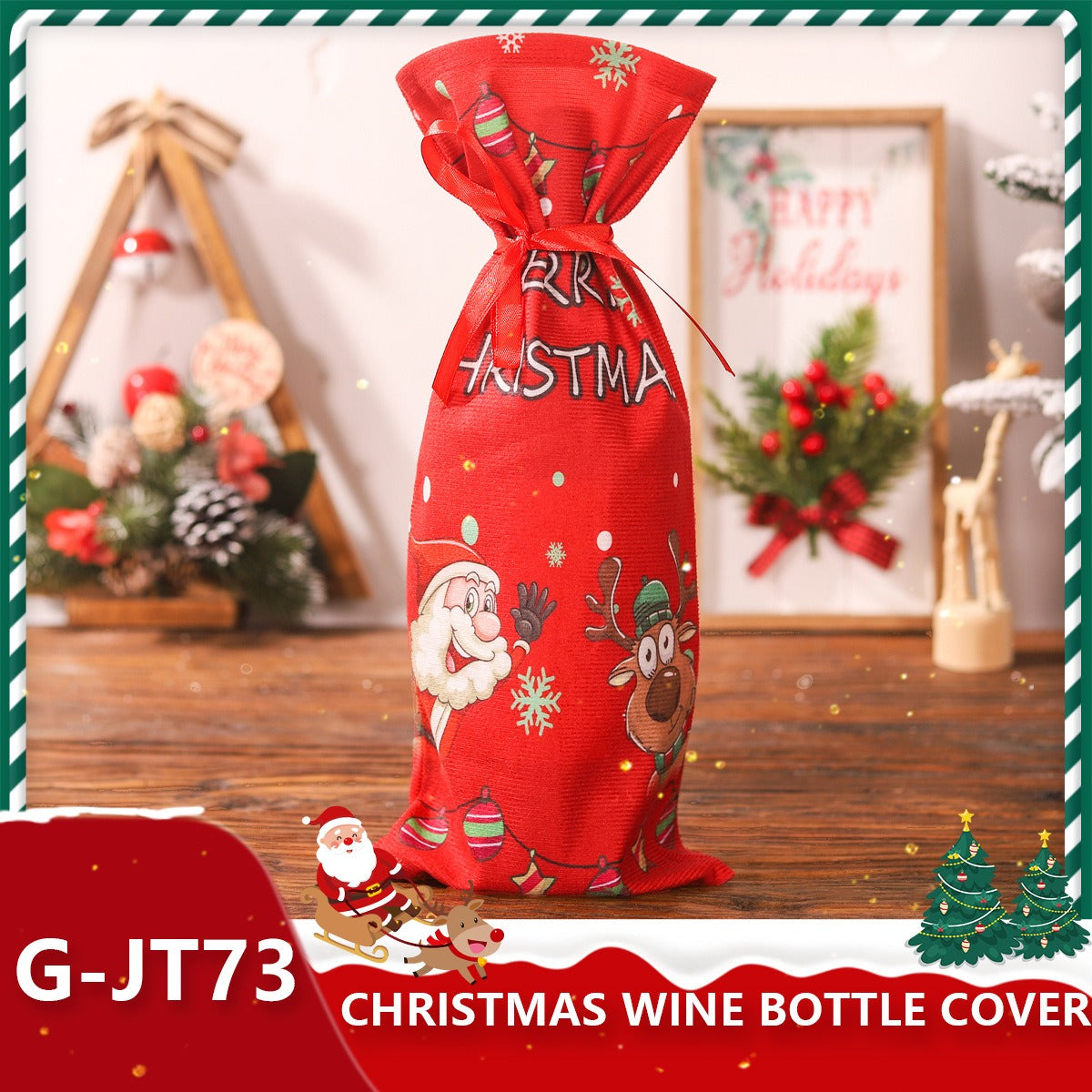 Festive Holiday Wine Bottle Gift Bags - Santa & Winter Themes from Mish Mash Market