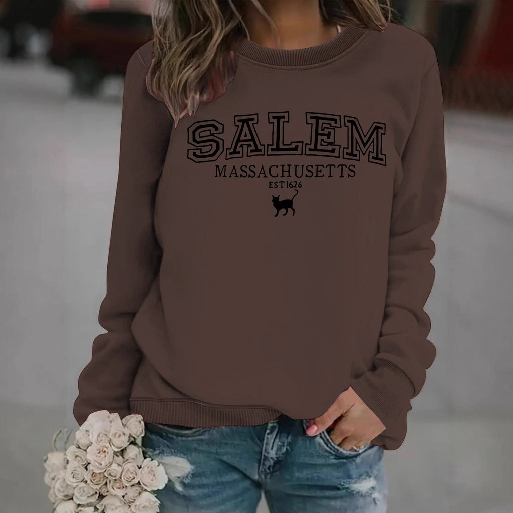 Salem Massachusetts Black Cat Vintage Graphic Sweatshirt from Mish Mash Market