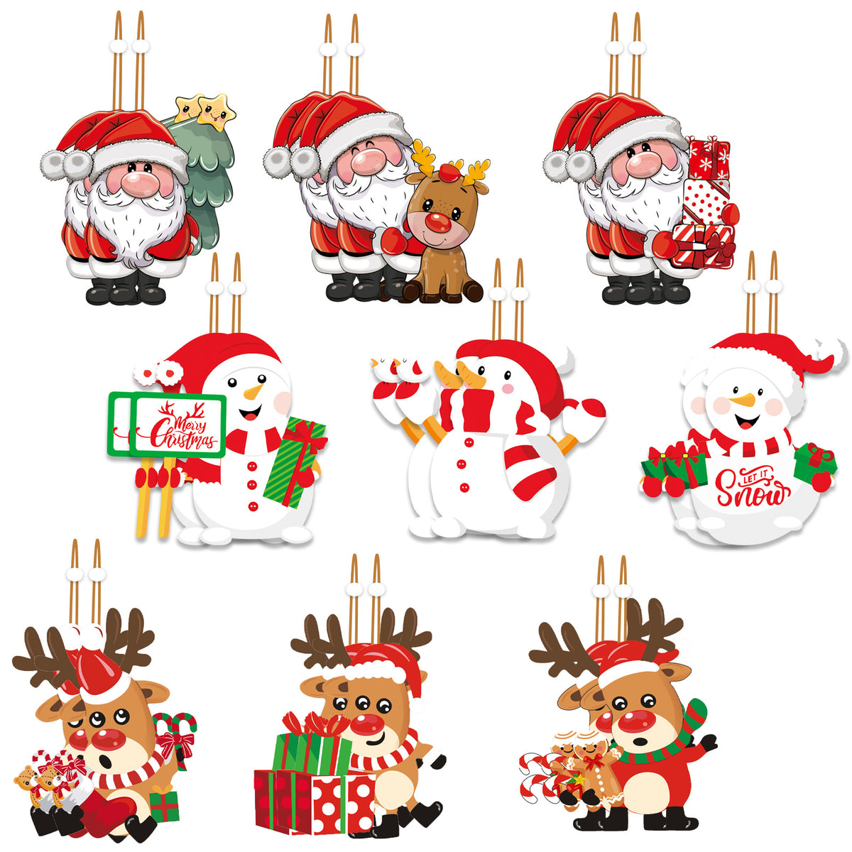 9-Piece Wooden Christmas Tree Ornaments Set