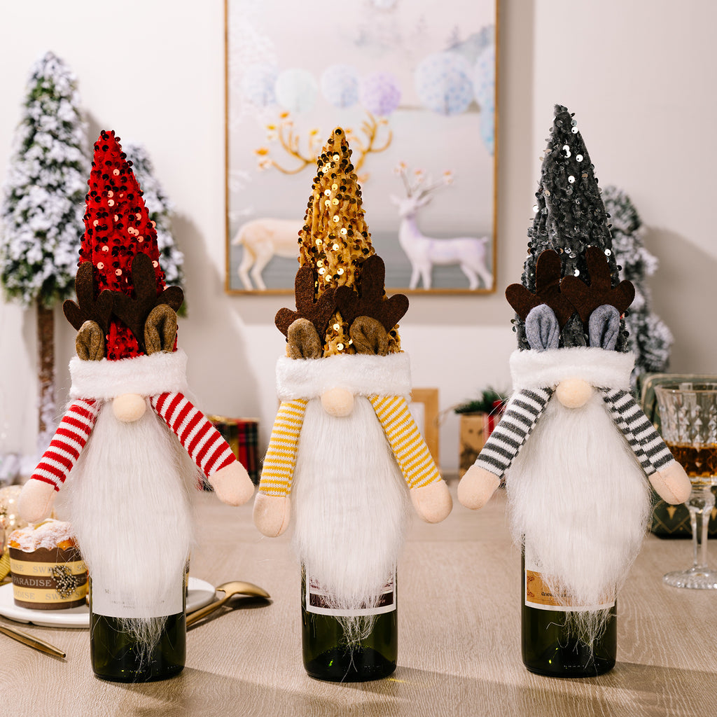 Christmas Gnome Wine Bottle Cover