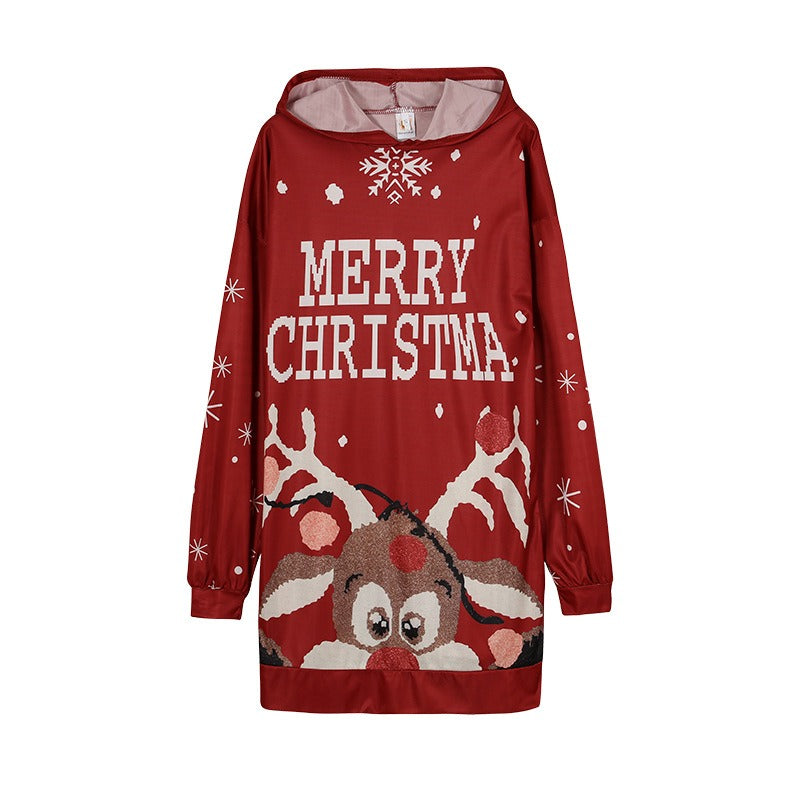 Women's Long Sleeve Christmas Hoodie Dress