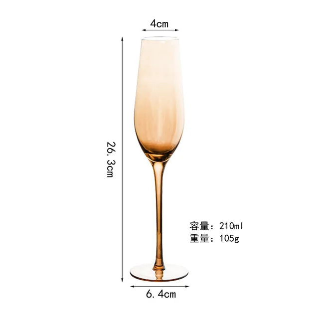 Nordic Luxury Amber Champagne Flutes – Gold Rimmed Lead-Free Crystal from Mish Mash Market
