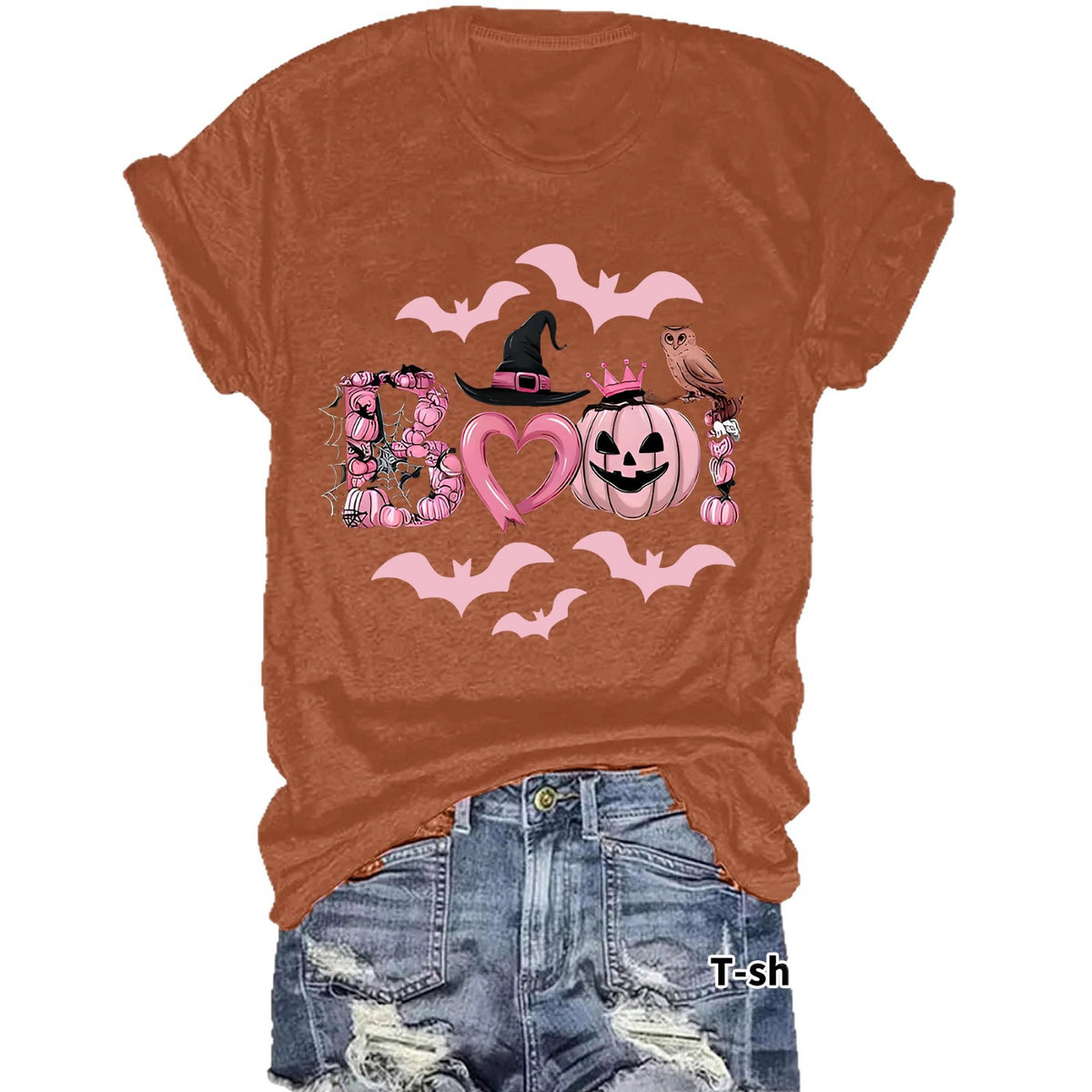 Women's Halloween Boo Graphic Print Short Sleeve T-Shirt from Mish Mash Market