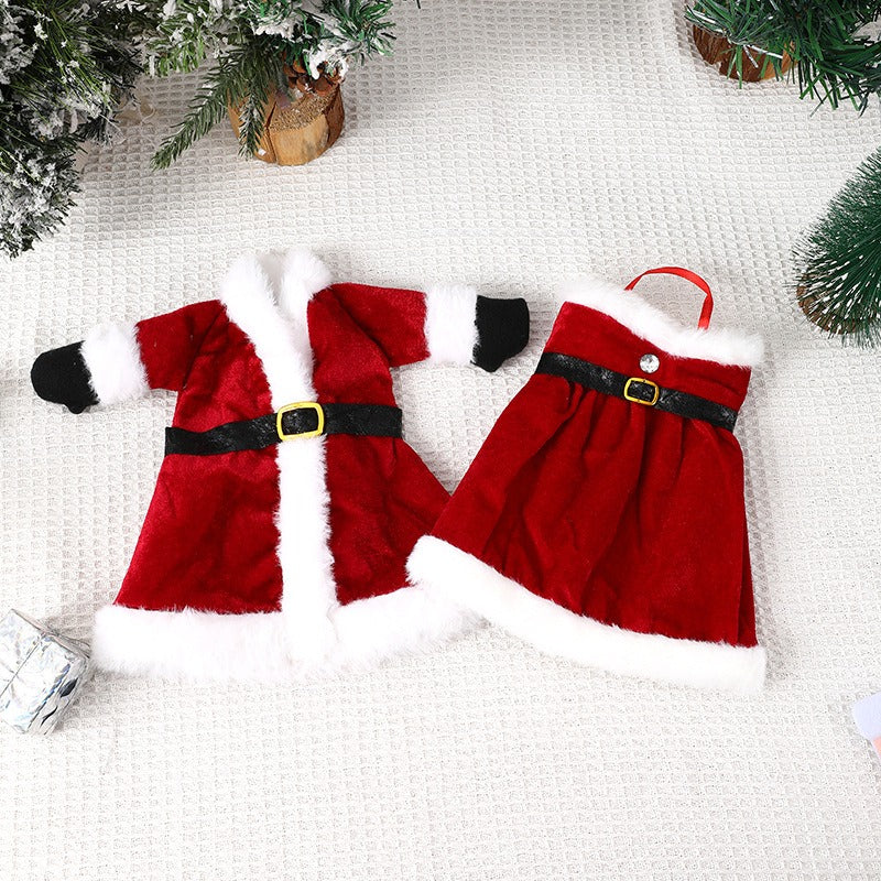 Christmas Red Wine Bottle Cover & Dress Decoration (Santa Suit Style) from Mish Mash Market