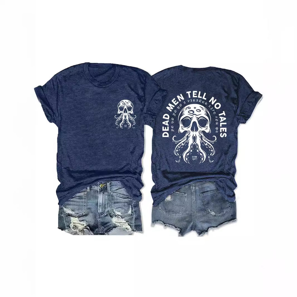 Halloween Octopus Skull Dead Men Tell No Tales Graphic Tee from Mish Mash Market
