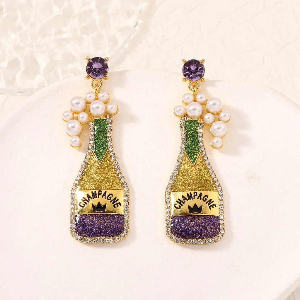 Luxury Carnival Cute Wine Bottle Earrings – Crystal Champagne Bottle from Mish Mash Market