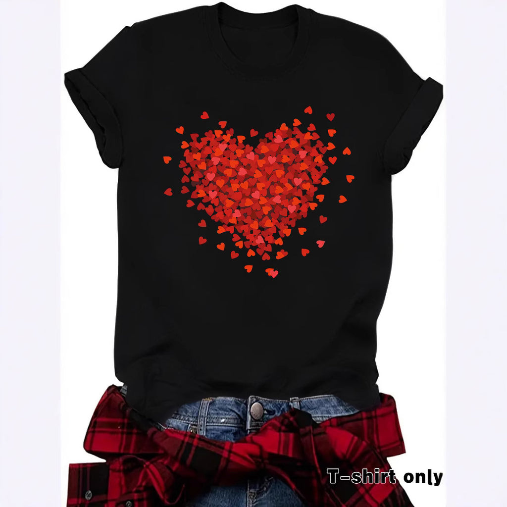 Women’s New Love Printed Short Sleeves – Casual Crew Neck Heart Graphic T-Shirt from Mish Mash Market