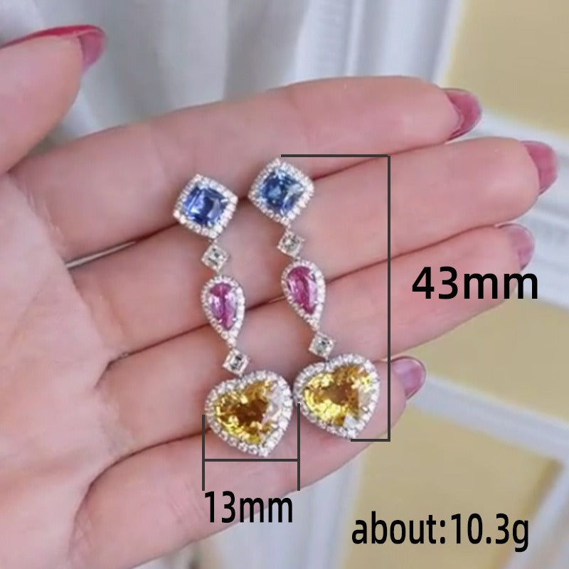 Women’s Love Geometric Long Drop Earrings – Slimming High-End Dangle Jewelry