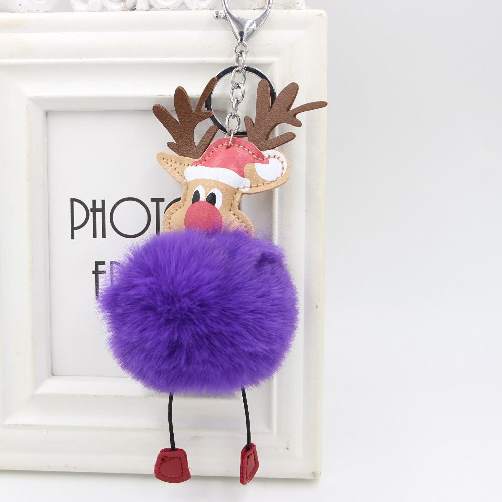 Plush Reindeer Keychain - Christmas Pom Pom Bag Charm & Gift Pendant from Mish Mash Market