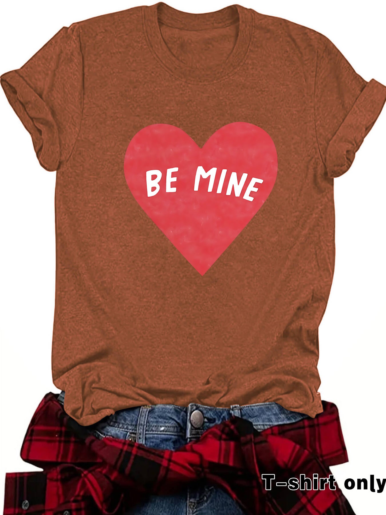 Love BE MINE Heart Graphic T-Shirt - Casual Short Sleeve Valentine's Tee from Mish Mash Market