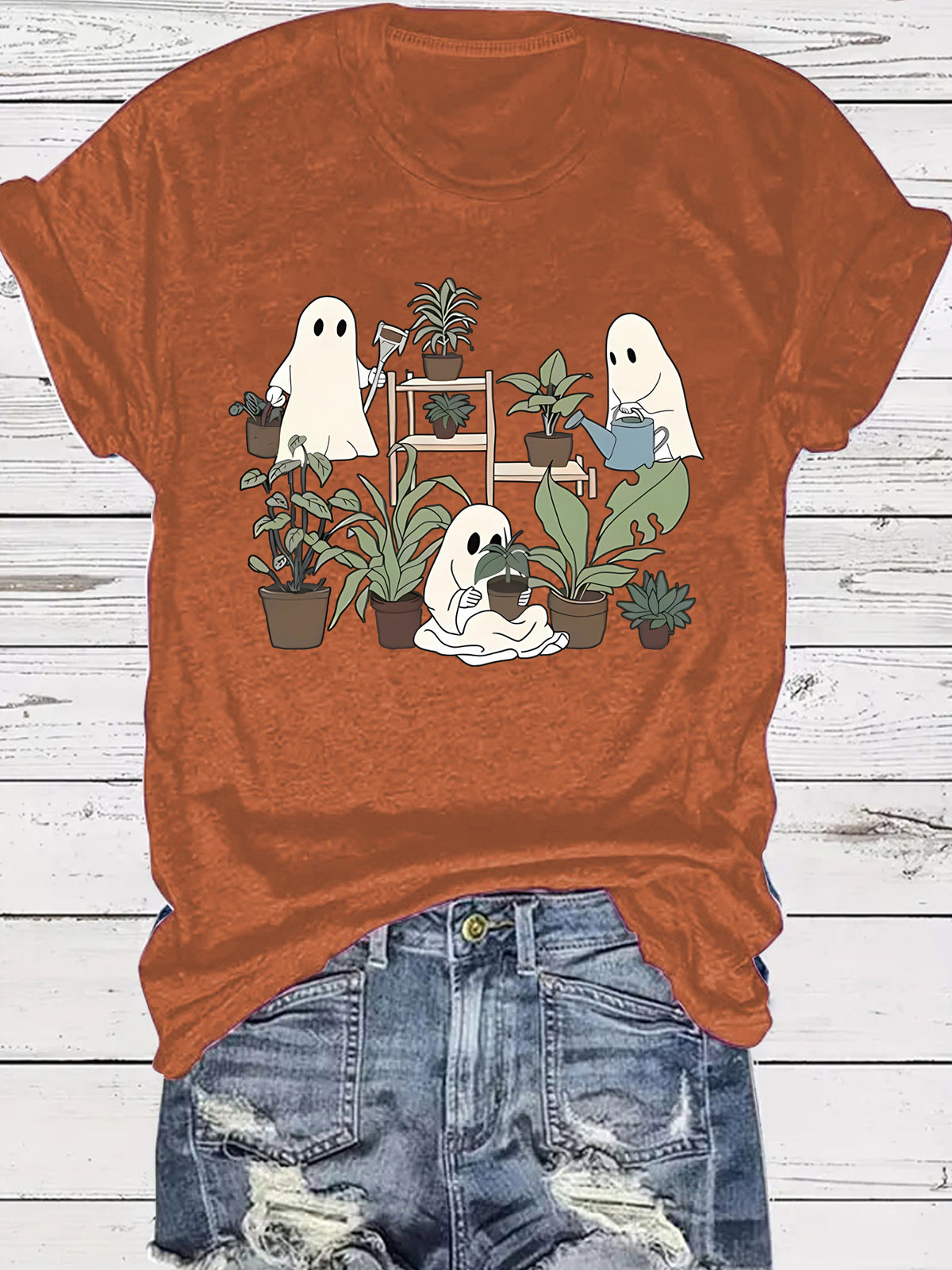 Halloween Cute Spooky Ghost Plant Lover Graphic T-Shirt from Mish Mash Market