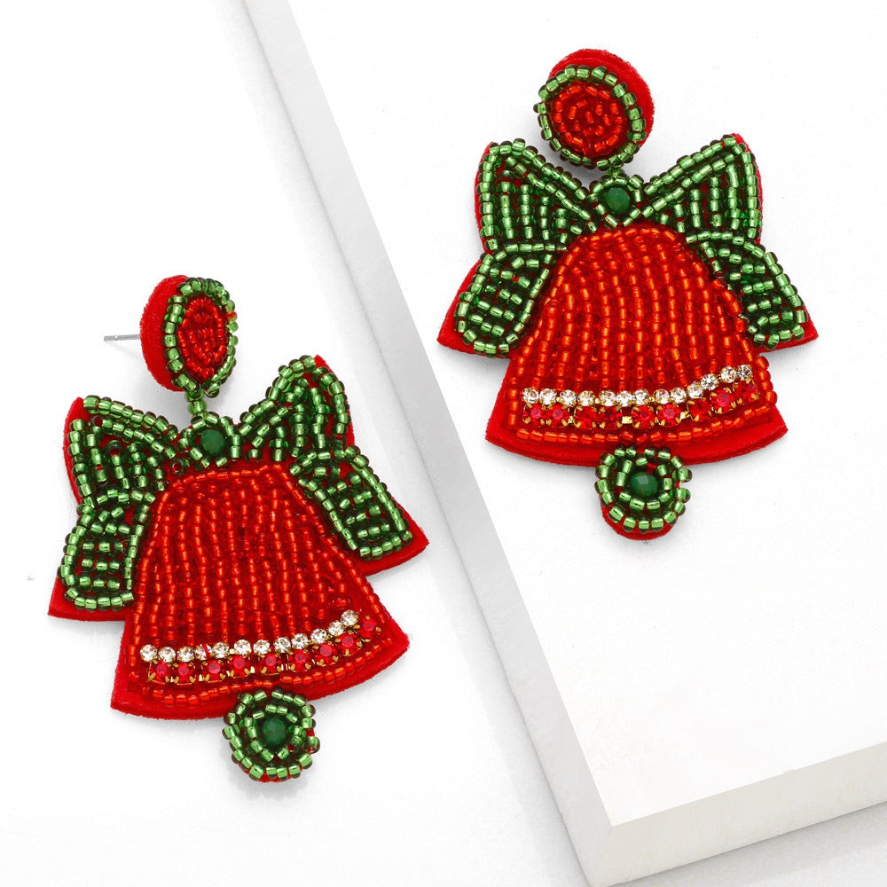Handmade Beaded Christmas Bell Earrings from Mish Mash Market