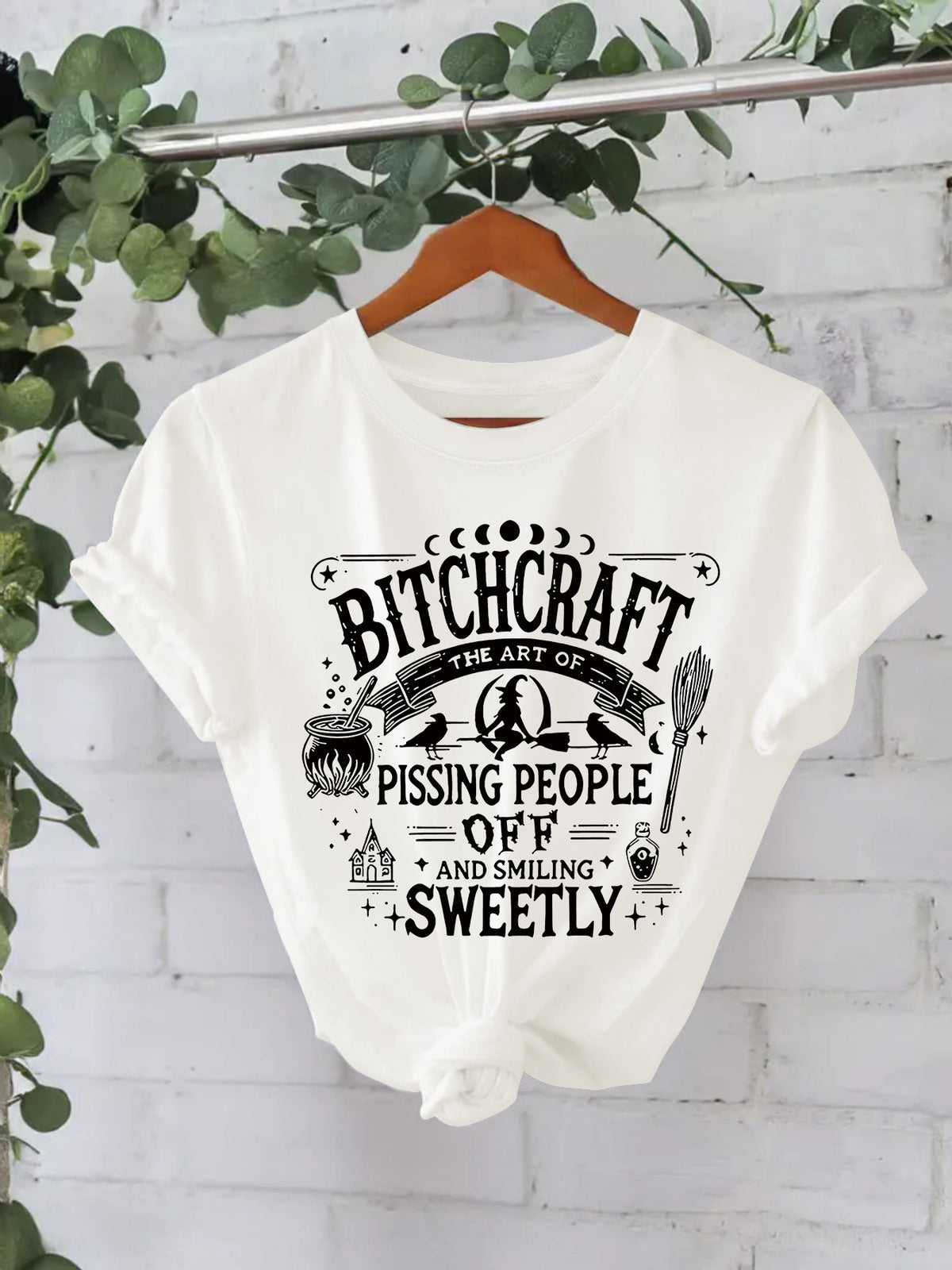 Bitchcraft Graphic Halloween T-Shirt – Loose Fit Short Sleeve Tee from Mish Mash Market