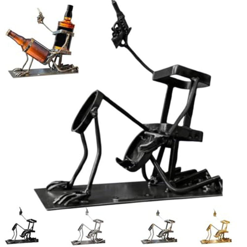 Skull 2-in-1 Metal Bottle Stand - Skeleton Wine & Bottle Holder from Mish Mash Market