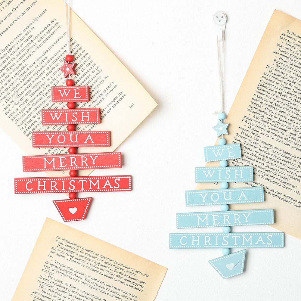 "WE WISH YOU A MERRY CHRISTMAS" Wood Hanging Sign