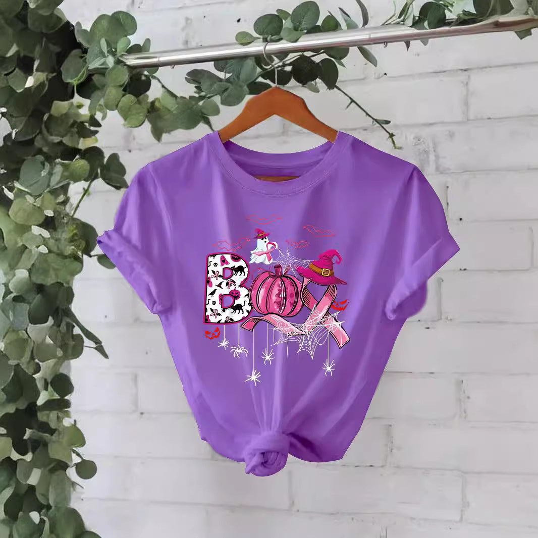 Halloween Pattern Graphic Printed Short Sleeve T-Shirt from Mish Mash Market
