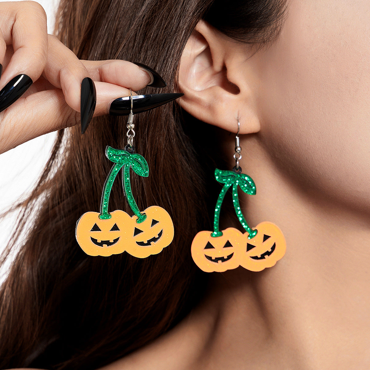 Halloween Pumpkin Cherry Acrylic Drop Earrings from Mish Mash Market