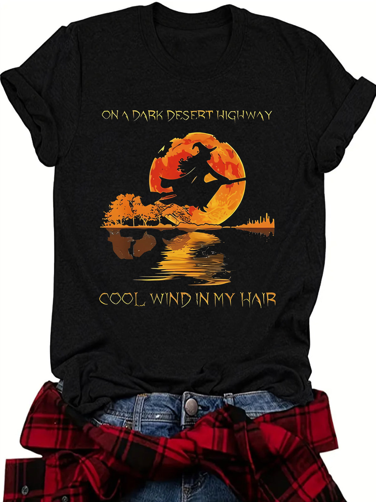 Halloween Witch Graphic T-Shirt - On A Dark Desert Highway from Mish Mash Market