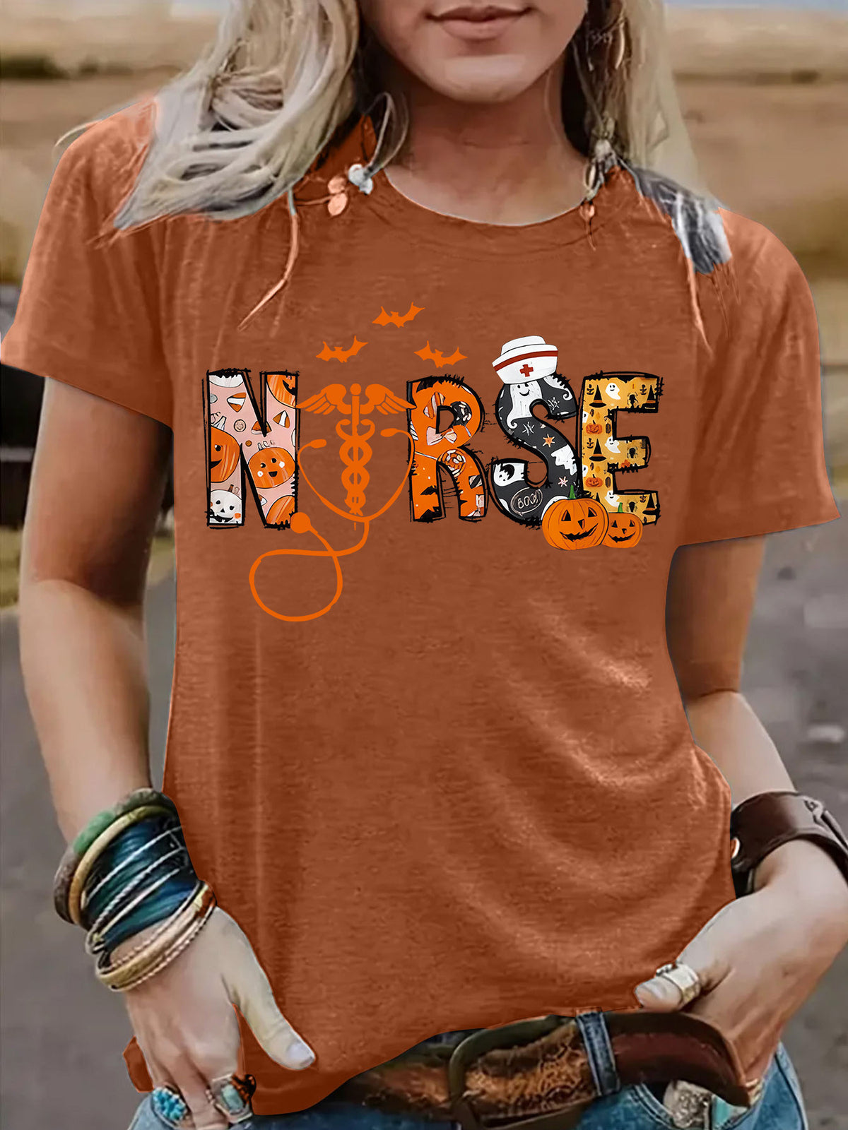 Spooktacular Halloween Nurse Graphic T-Shirt from Mish Mash Market