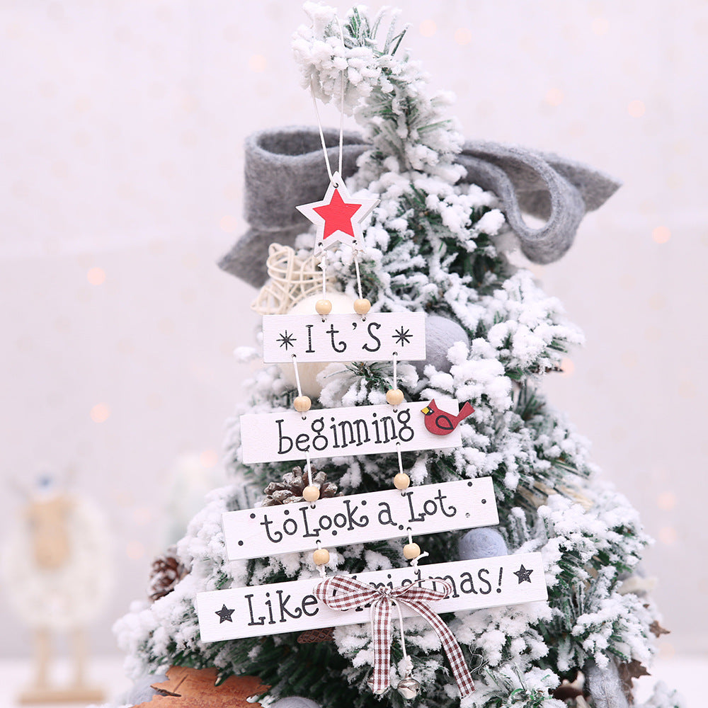 "WE WISH YOU A MERRY CHRISTMAS" Grey/White Wood Hanging Sign